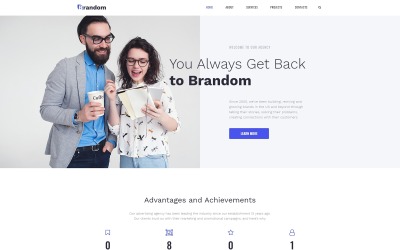 Brandom - Reklámügynökség Többcélú minimális WordPress Elementor téma