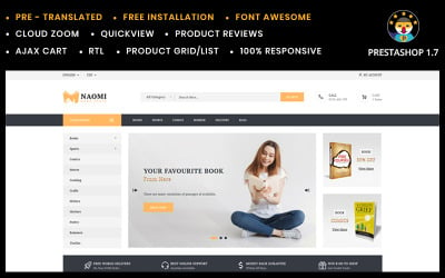 Tema de PrestaShop de la librería Naomi