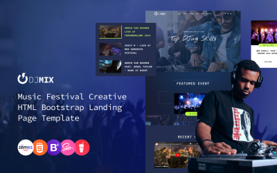 JD Mix - hudební festival Creative HTML Bootstrap Šablona stránky pro přistání