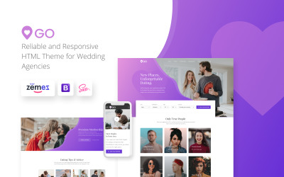 GO - Dating Agency Elegant flersidig HTML-webbplatsmall