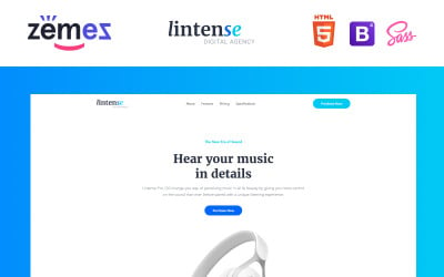 Lintense Headphones - 电子产品 Store Clean HTML Landing Page Template