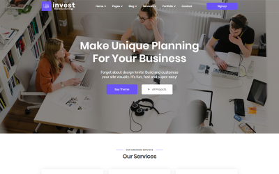 Šablona vstupní stránky Invest - Business &amp;amp; Digital Agency