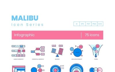 75 İnfografik Simgeler - Malibu Serisi Set