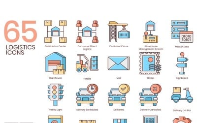 65 Logistics Icons - Honey Series Set