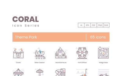65 Themenpark-Symbole - Coral Series Set