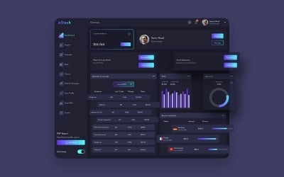 ADash Finance Dashboard Ui Dark Sketch Template