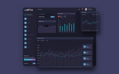 AdFin Finance Dashboard Ui Sötét vázlat sablon