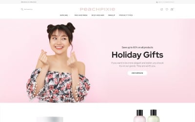 PeachPixie -韩国化妆品网站设计Magento主题