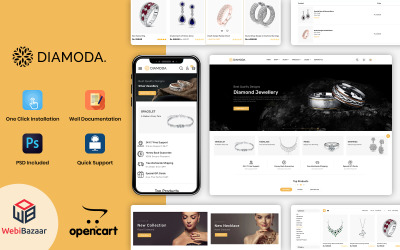 DIAMODA - Jewellery Responsive Store Open车 Template