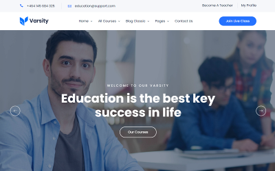 Varsity - Escola, Faculdade, Universidade, Coaching, LMS e Curso Online WordPress Tema Educacional