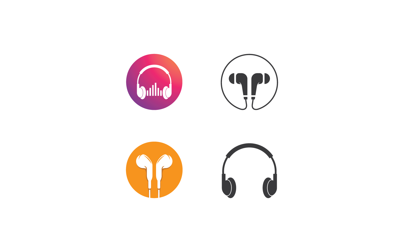Vorlage für Kopfhörer, Ohrhörer-Symbol, Vektorgrafik
