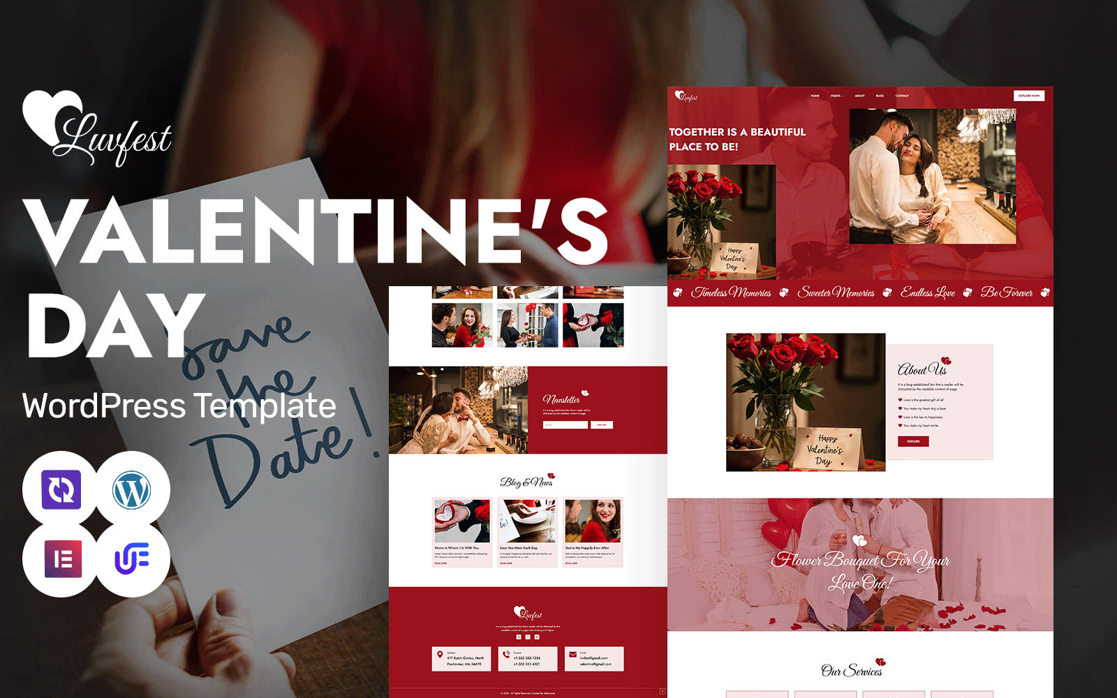 Luvfest - Tema WordPress Elementor per la festa romantica di San Valentino e gli appuntamenti