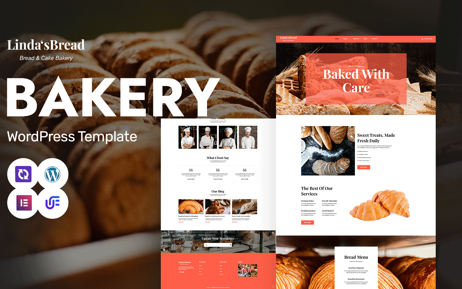 Linda's Bread - Tema WordPress Elementor per panetteria e pane biologico