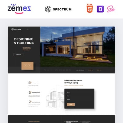 Spectrum - Architecture One Page Modern HTML Templates de Landing Page №75697