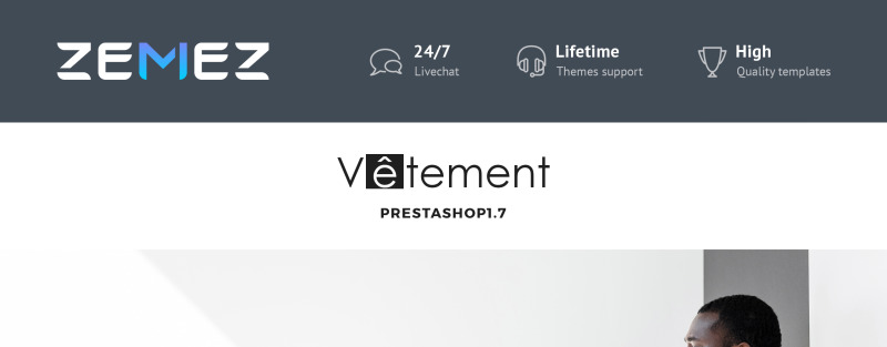 Vetement - Bekleidungsgeschäft PrestaShop Theme - Eigenschaften Bild 1