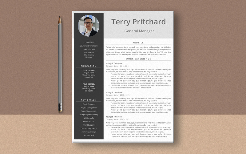 Modèle de CV Word de Terry Pritchard