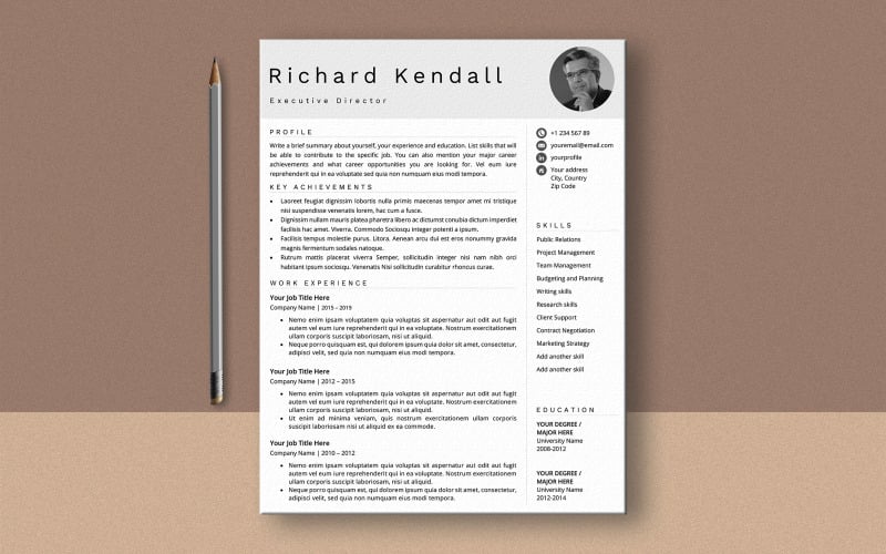 Plantilla de currículum vitae de Richard Kendall Ms Word
