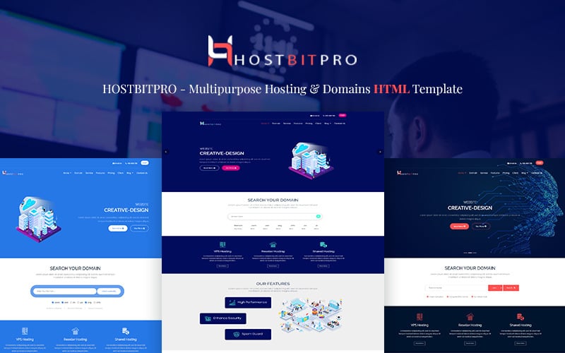 Hostbitpro- Modèle de site Web d'hébergement HTML et WHMCS polyvalent