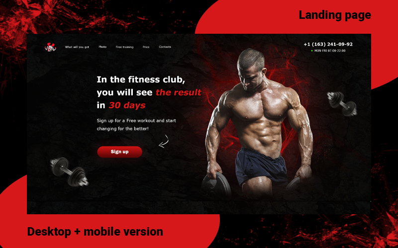 Landing Page Bodybuilding / Gym / A website for your business PSD Template