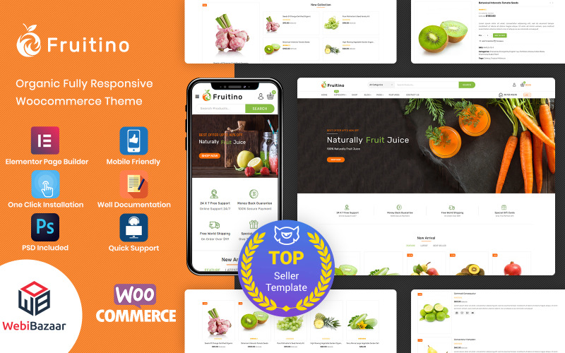 Fruitino - Тема продовольчого та продуктового магазину WooCommerce