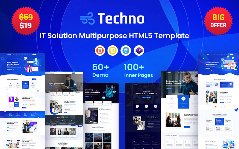 Techno – nejlepší IT řešení a víceúčelová šablona HTML5