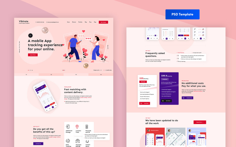 Vibirate - App PSD Template