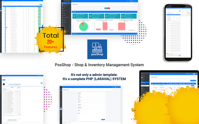 PosShop- Laravel Szablon administratora systemu zarządzania sklepami i zapasami