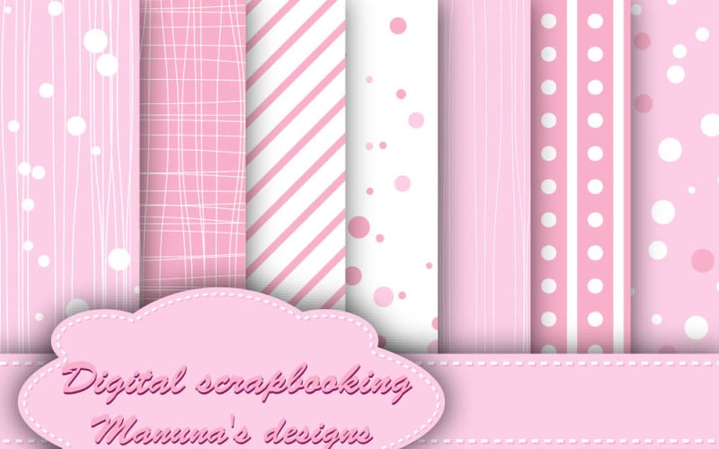 Cute Baby Pink Digital Papers for scrapbooking, card making, Invites, photo cards Pattern