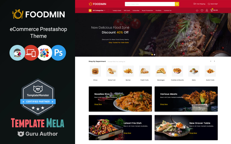 Foodmin - motyw PrestaShop do sklepu z restauracjami