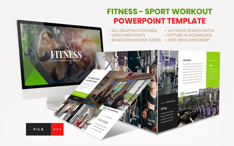 Sport - Fitness Business Workout PowerPoint Vorlage