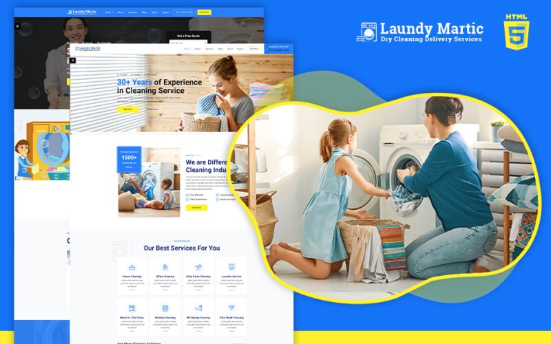 Laun干matic |洗衣和干洗HTML5网站模板