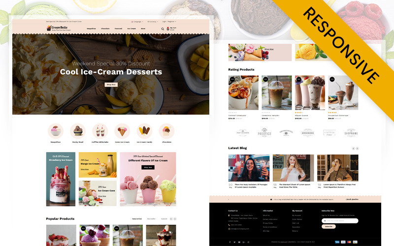 CreamBella - шаблон магазину морозива OpenCart