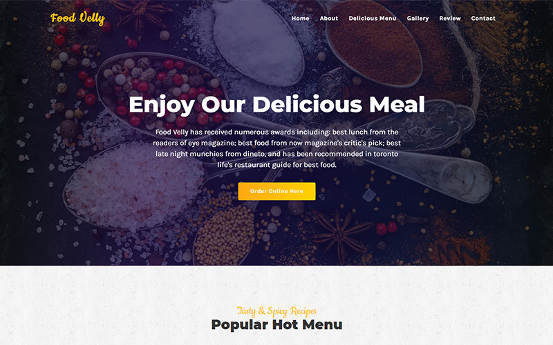 Food Velly - Mat & Restaurang HTML-målsidasmall