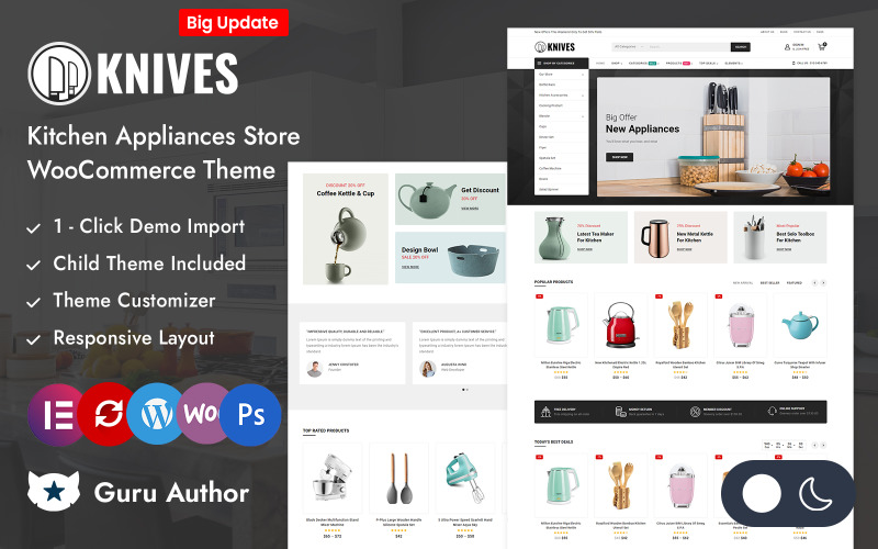 Cuchillos - Tema adaptable para Elementor WooCommerce para tienda de accesorios de cocina