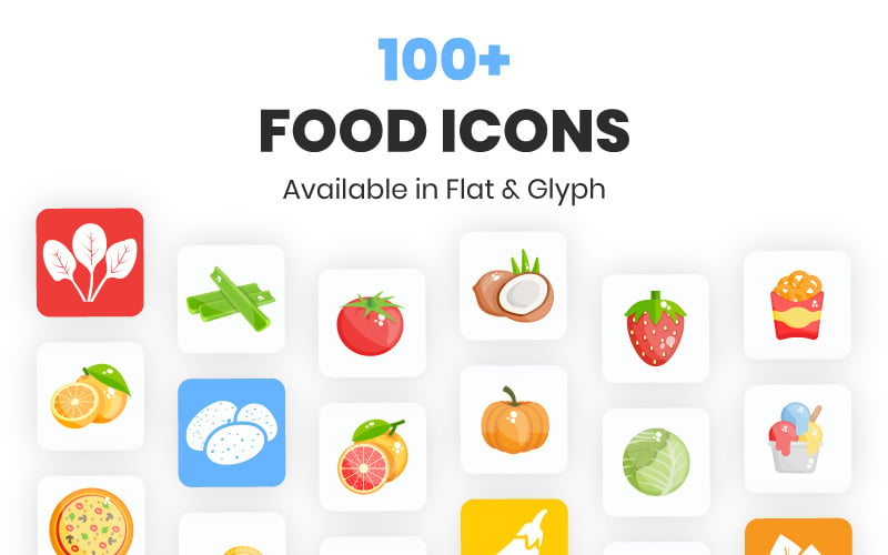 Zestaw ikon 100+ żywności