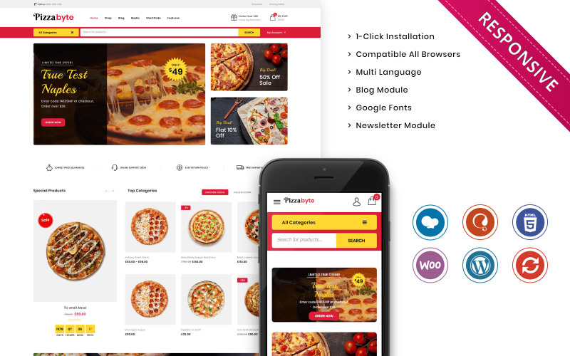 Pizzabyte - Das WooCommerce-Theme f<s:1> r Fastfood- und Restaurantgeschäfte