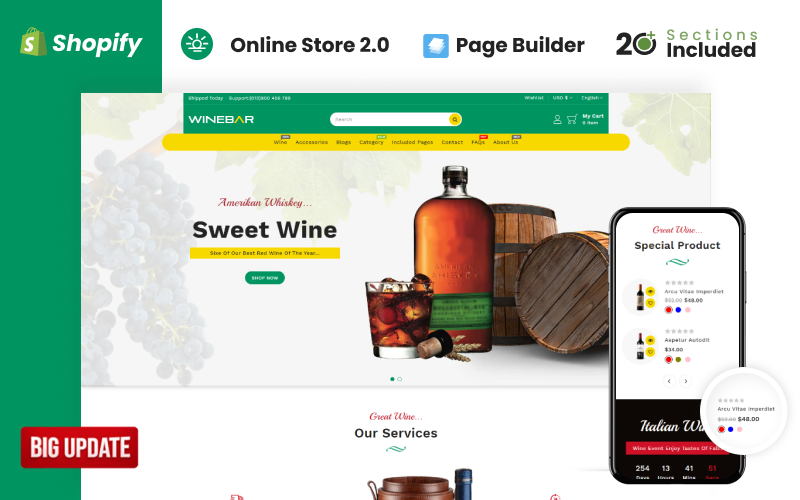 winebar酒吧的主题是Shopify