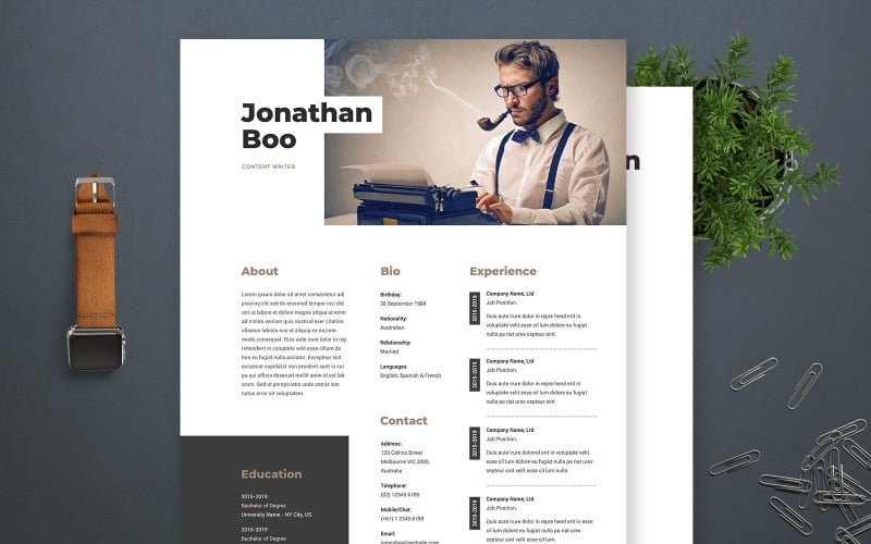 Jonathan Boo | Content Writer Professional Resume Template