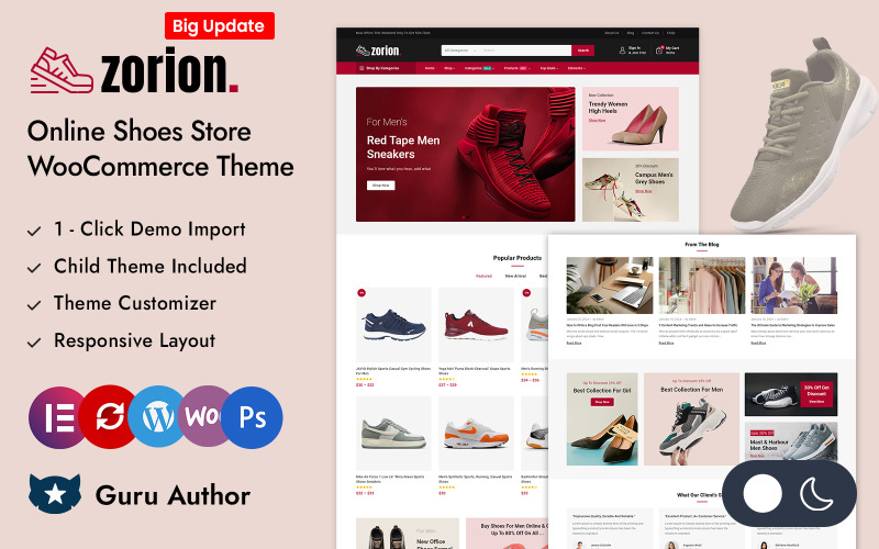 Zorion - Sklep internetowy z butami Elementor WooCommerce Responsywny motyw