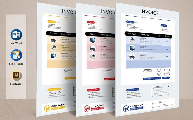 E-commerce Ms Word Apple Pages Szablon wyceny faktury