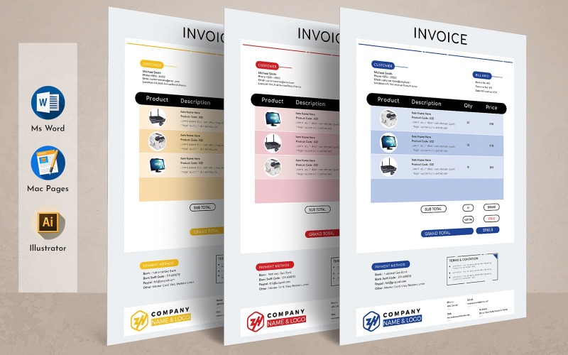 Modèle de devis de facture de pages Apple Ms Word de commerce électronique