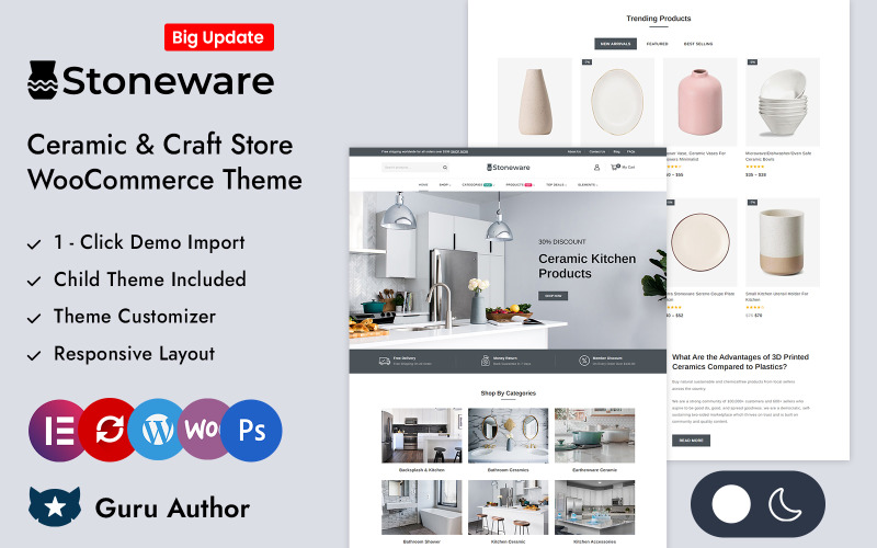 Stoneware - Seramik ve El Sanatları Mağazası Elementor WooCommerce Duyarlı Teması