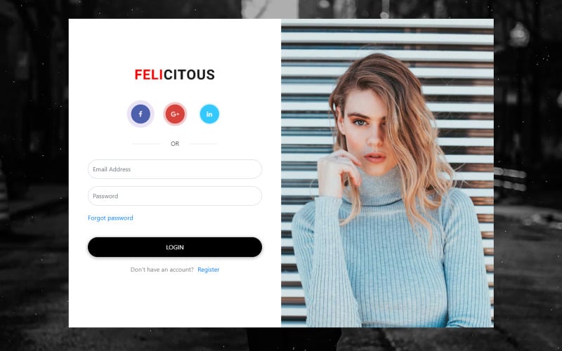 Felicitous - Login & Register and Forgot Password Specialty Page