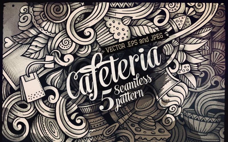 Coffee Graphics Doodles Seamless Pattern