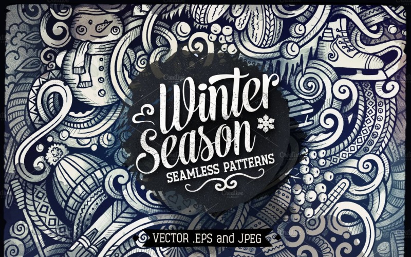 Winter Graphics Doodles Seamless Pattern