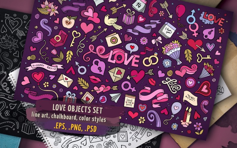 ♥ Love Objects & Symbols Set - Vector Image