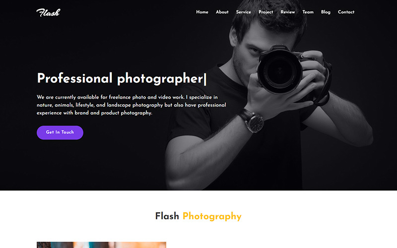 Flash - Fotografie Landing Page Vorlage