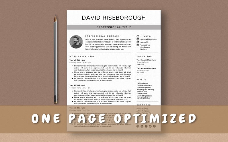 Modello di curriculum di David Riseborough