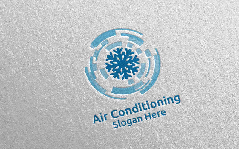 空调和供暖服务雪37标志模板
