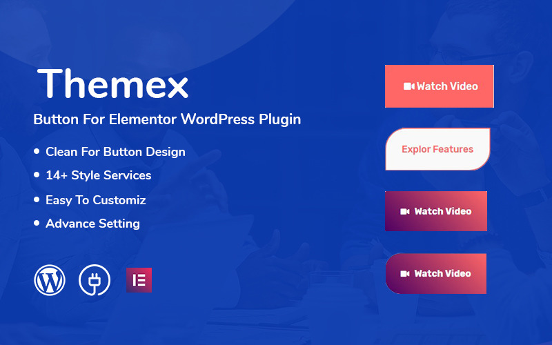Themex-knapp för Elementor WordPress-plugin